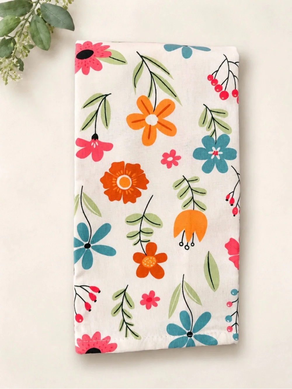 Colorful Floral & Stripe Kitchen Towel Set of 3